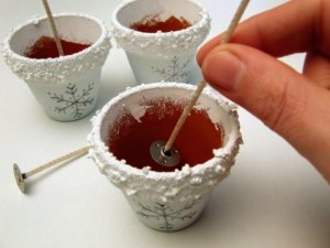 Havas gyertya cserépben sajátkezüleg