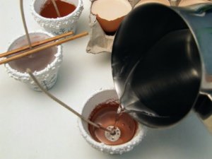 Havas gyertya cserépben sajátkezüleg