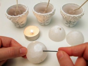 Havas gyertya cserépben sajátkezüleg